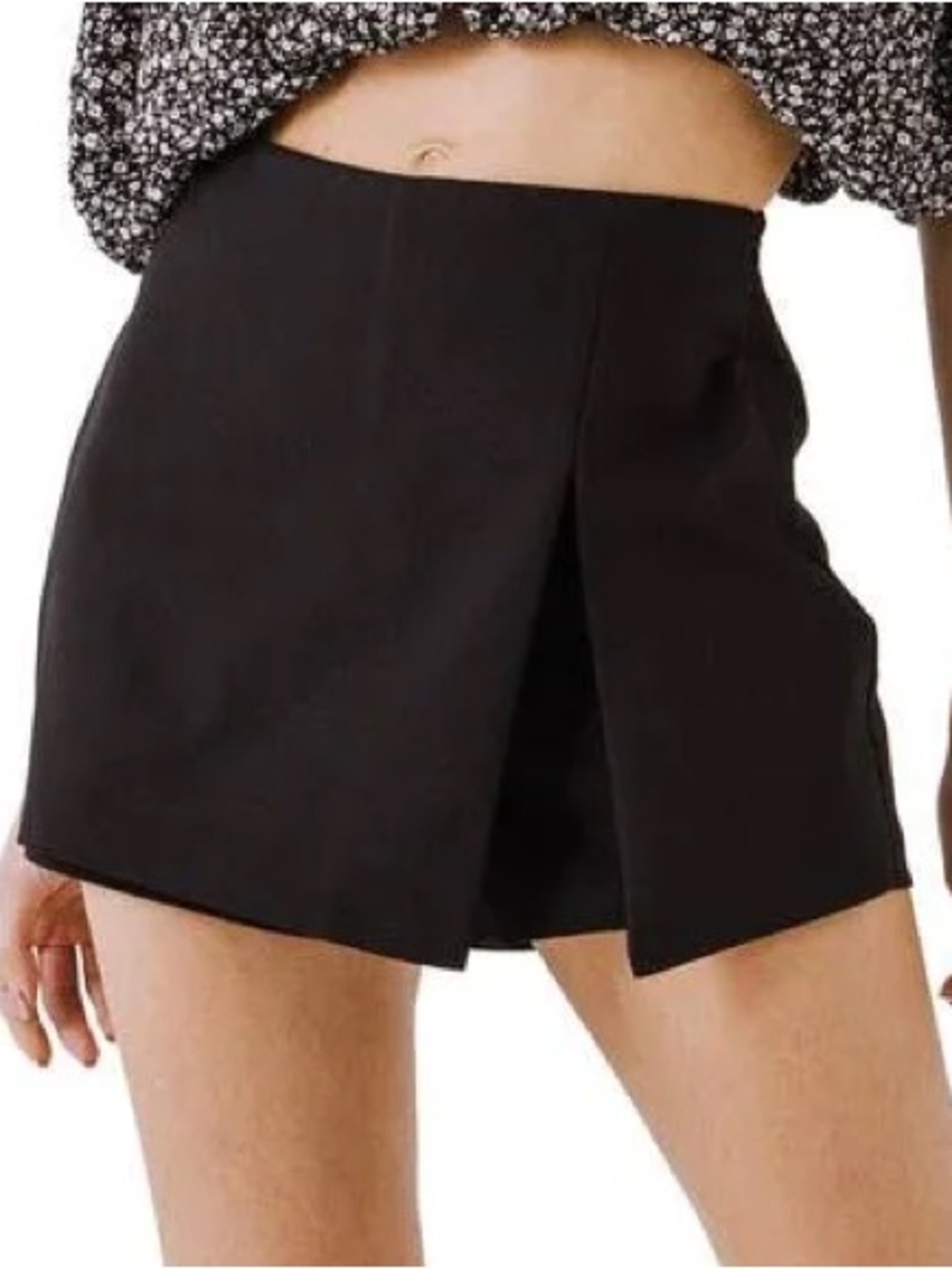 English Factory Black Front-Slit Skort